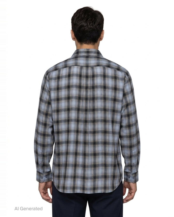 Illusion Plaid Long Sleeve Shirt | Solid Homme | Club21 - back