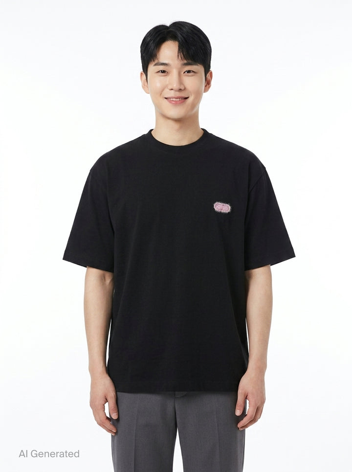 Logo Tee With Hairy Flocking | Solid Homme | Club21 - front