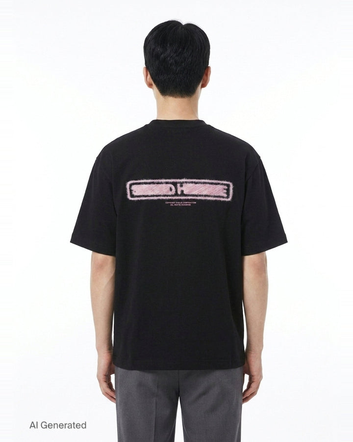 Logo Tee With Hairy Flocking | Solid Homme | Club21 - back