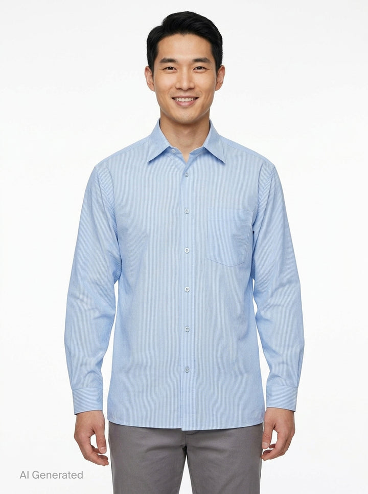 Long Sleeve Stripe Office Shirt | Solid Homme | Club21 - front