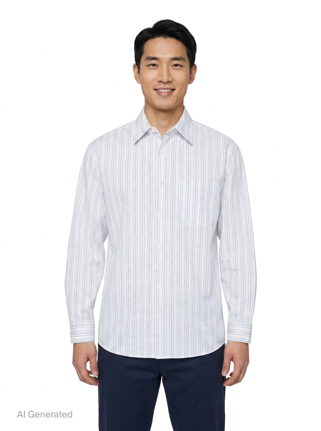 Long Sleeve Stripe Office Shirt | Solid Homme | Club21 - front