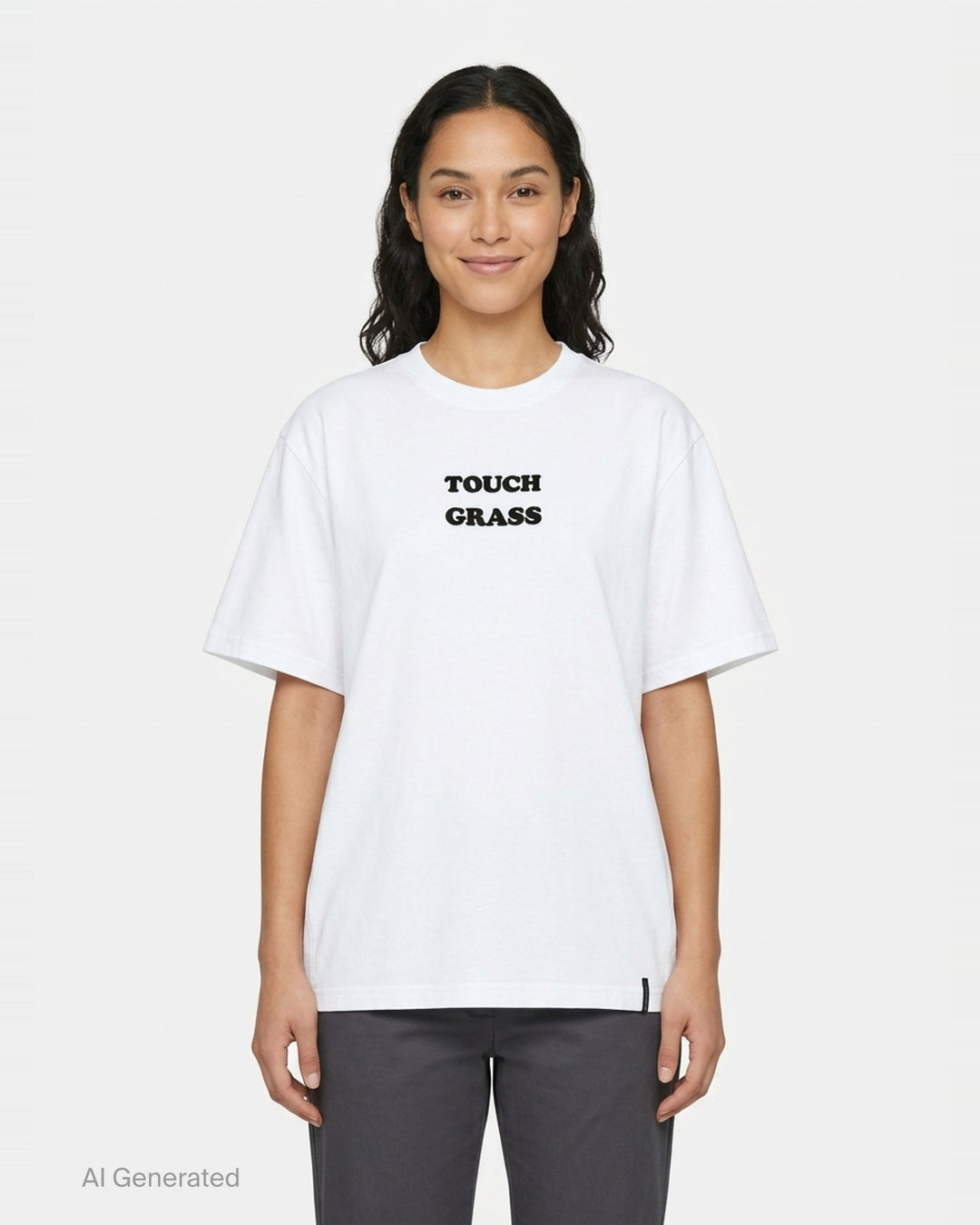 Stella McCartney Abbey Road Boyfriend Tee in acid-washed cobalt blue with a circular psychedelic logo graphic in white and aqua, crew neckline and short sleeves, front view on white background - front