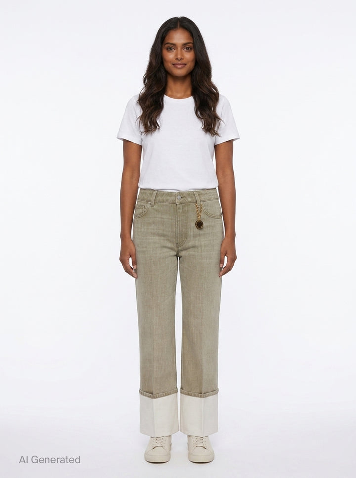 Cropped Turn Up Jeans | Stella McCartney | Club21 - front