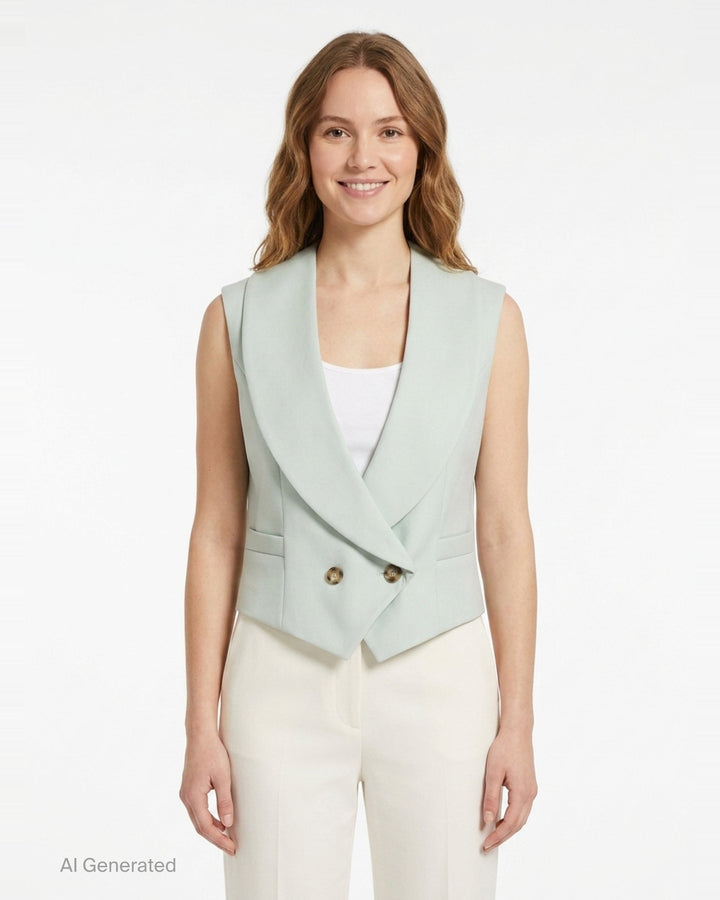 Double-Breasted Wool Gilet | Stella McCartney | Club21 - front