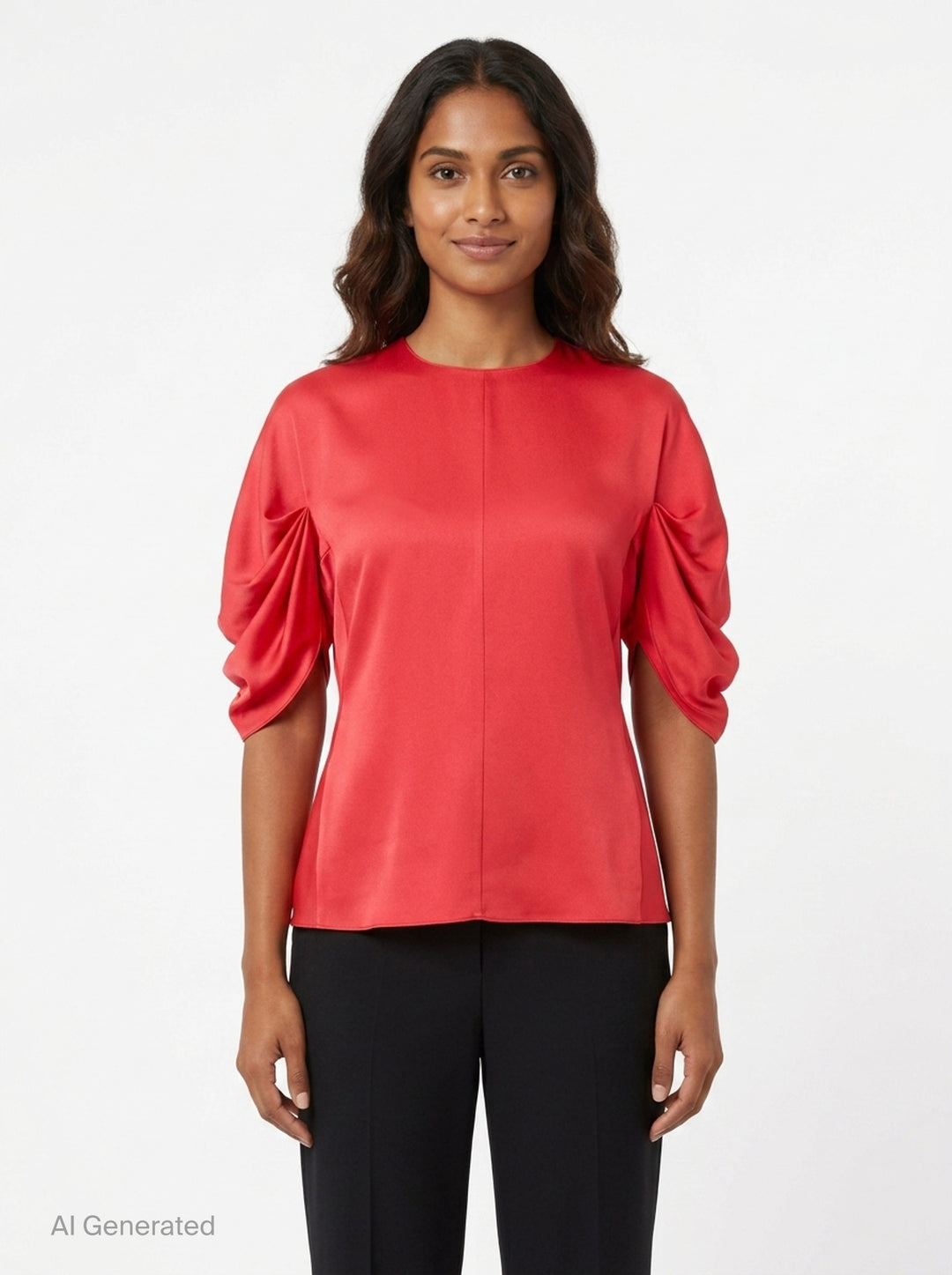 Draped Sleeve Satin Top | Stella McCartney | Club21 - front
