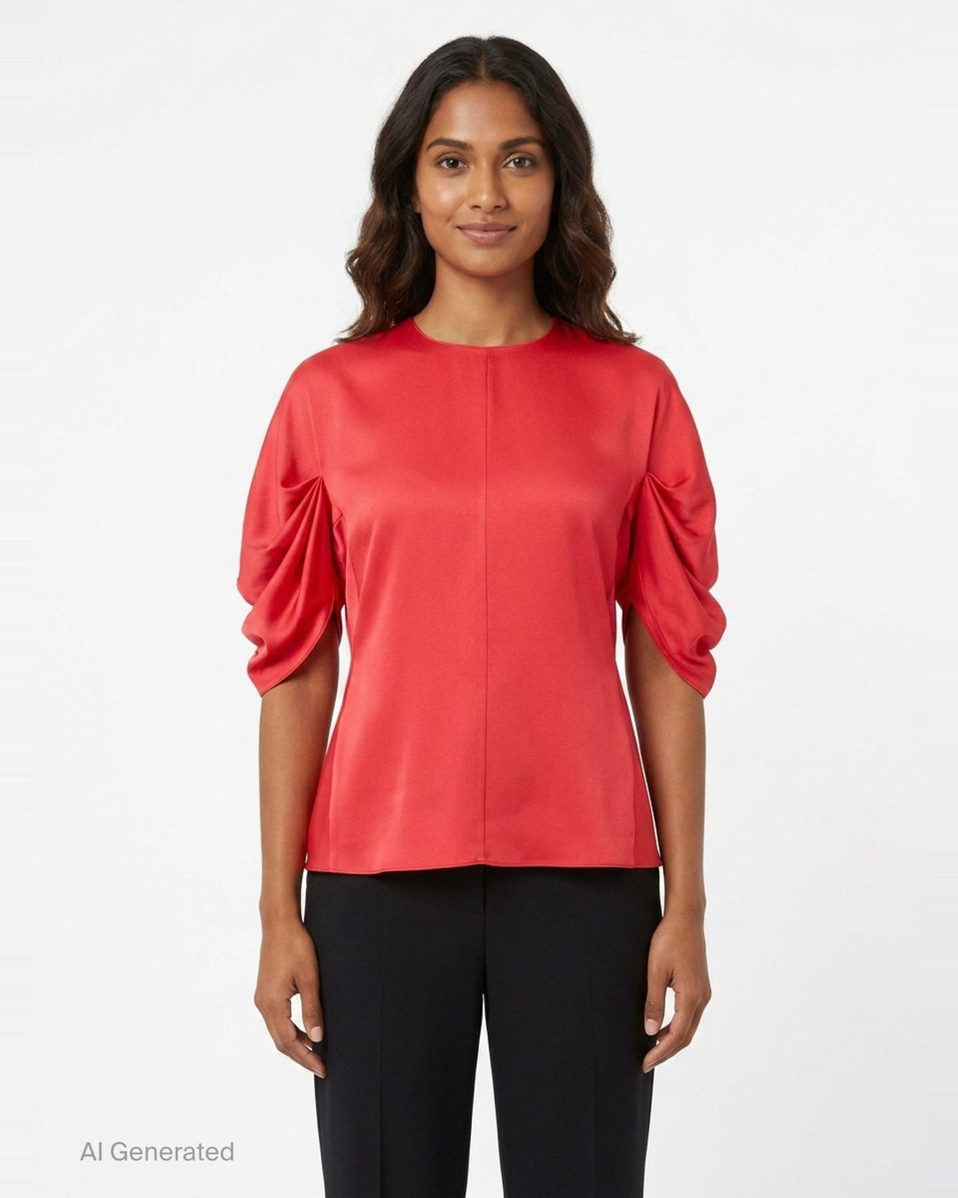 Draped Sleeve Satin Top | Stella McCartney | Club21 - front