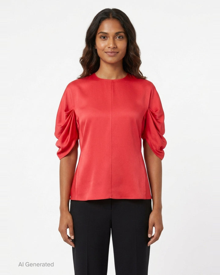 Draped Sleeve Satin Top | Stella McCartney | Club21 - front