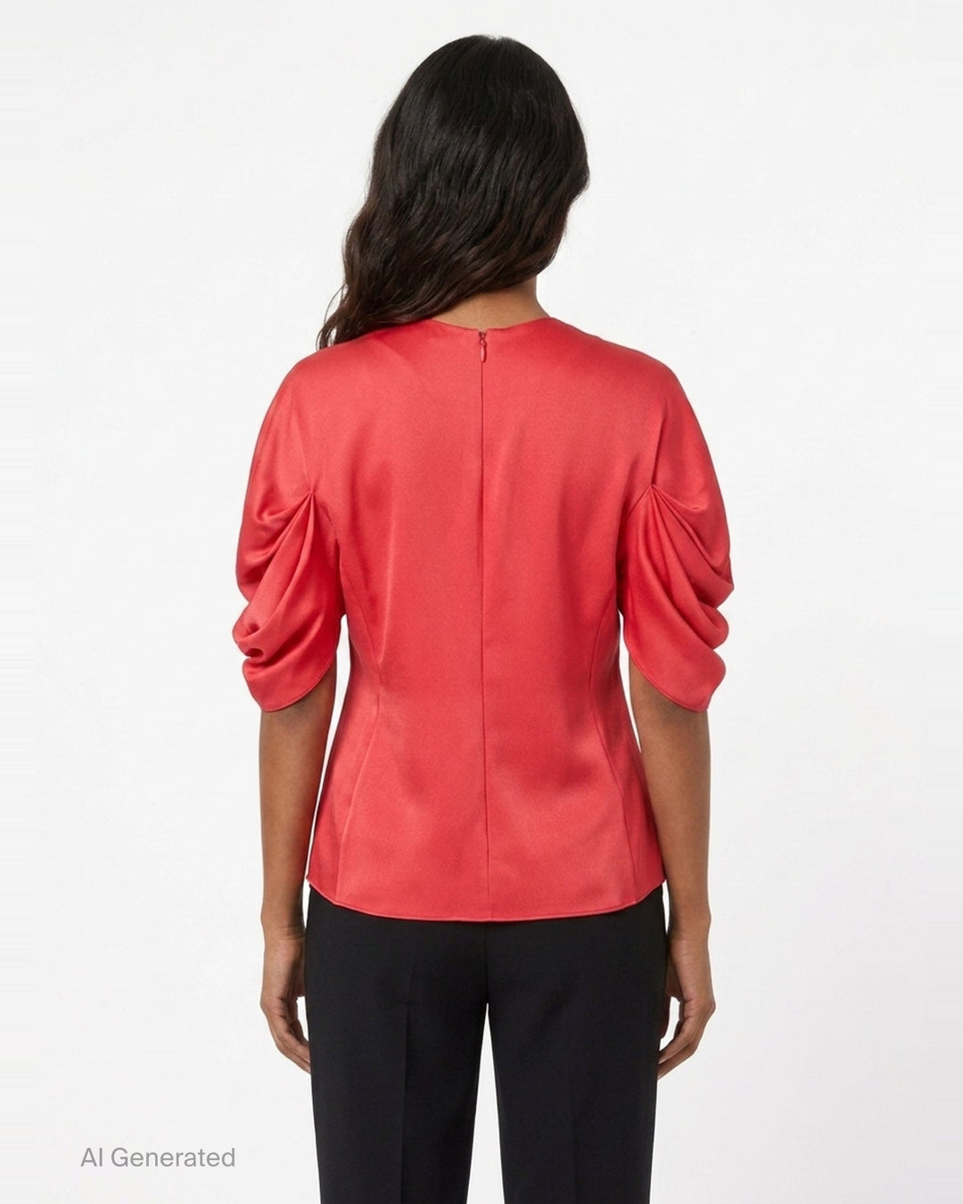 Draped Sleeve Satin Top | Stella McCartney | Club21 - back