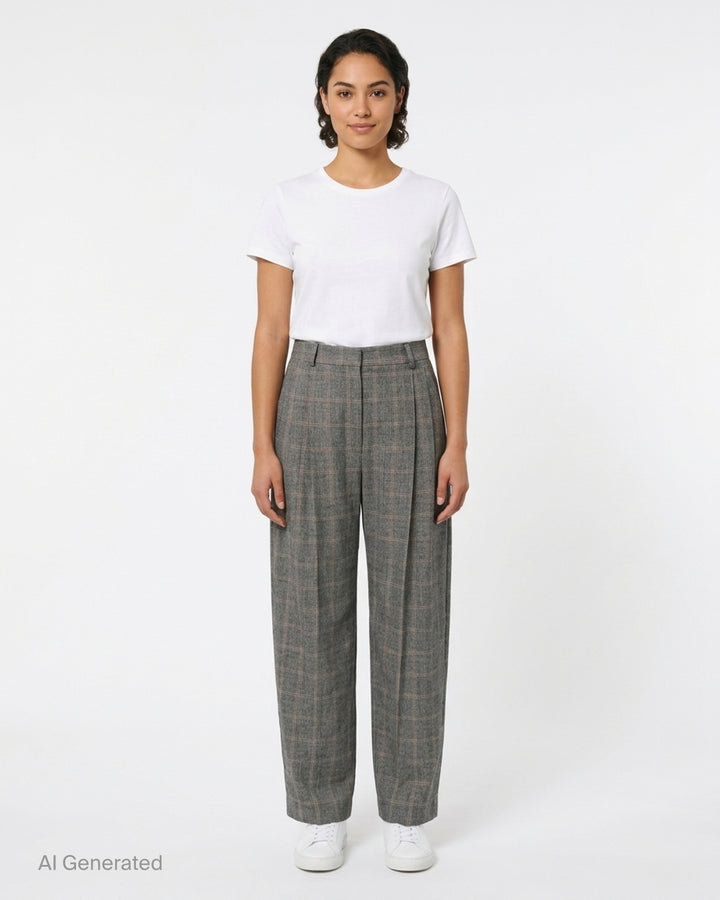 Stella McCartney mid rise balloon tailored pants in pale mint with double front pleats, belt loops, and a tapered cropped leg - front