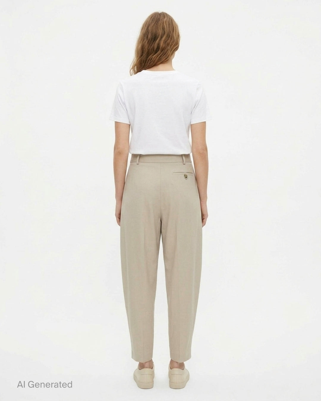Stella McCartney mid rise balloon tailored pants in pale mint with double front pleats, belt loops, and a tapered cropped leg - back