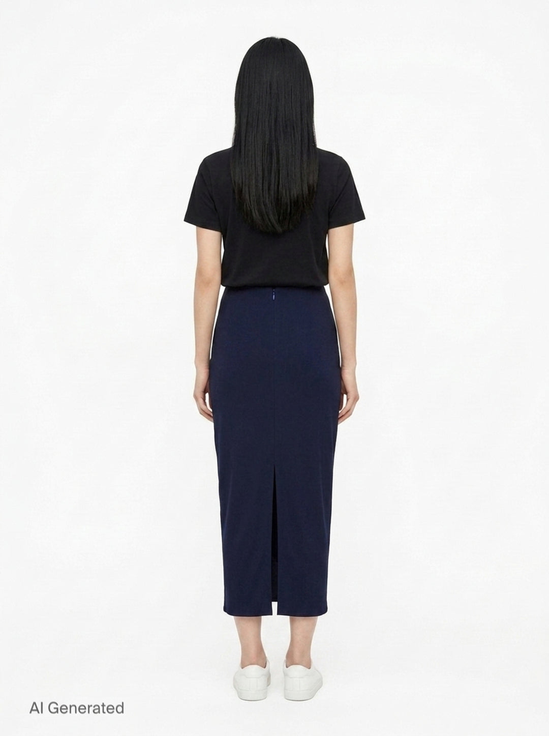 Navy Draped Midi Skirt | Stella McCartney | Club21 - back