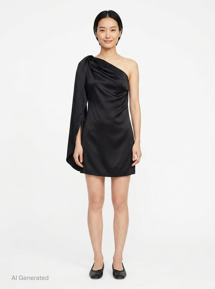 One Shoulder Mini Satin Dress | Stella McCartney | Club21 - front
