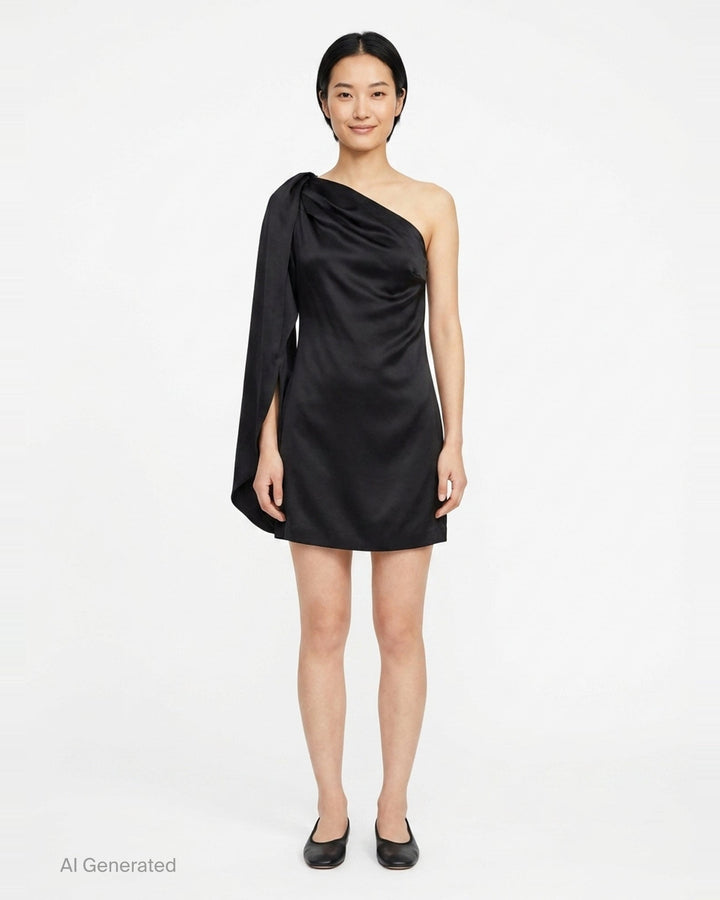 One Shoulder Mini Satin Dress | Stella McCartney | Club21 - front