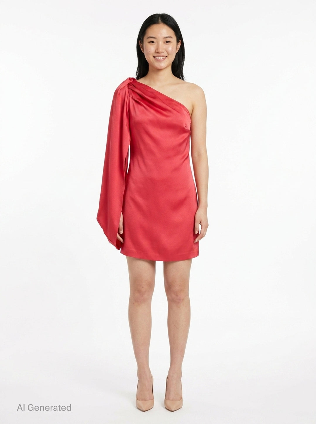 One Shoulder Mini Satin Dress | Stella McCartney | Club21 - front