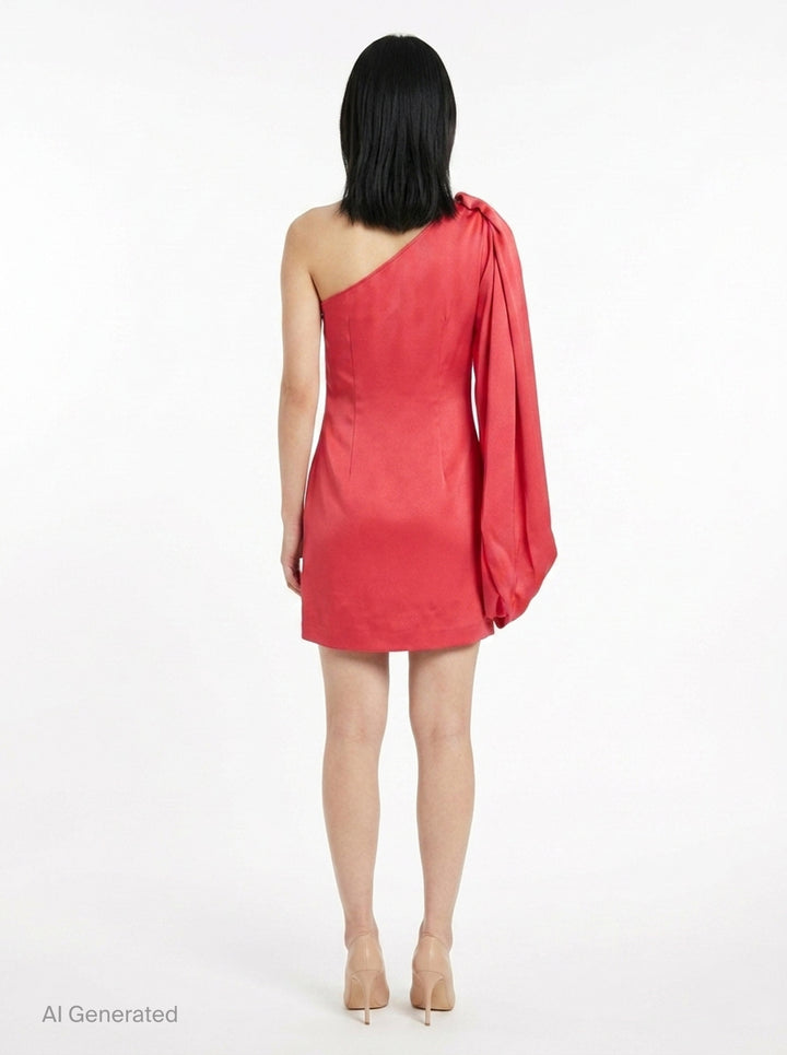 One Shoulder Mini Satin Dress | Stella McCartney | Club21 - back