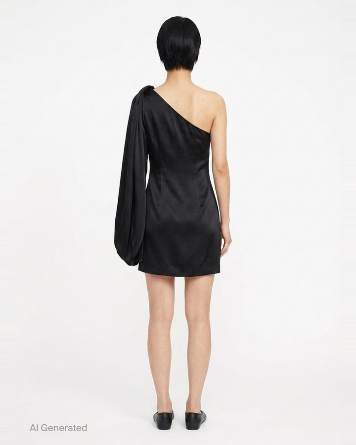 One Shoulder Mini Satin Dress | Stella McCartney | Club21 - back