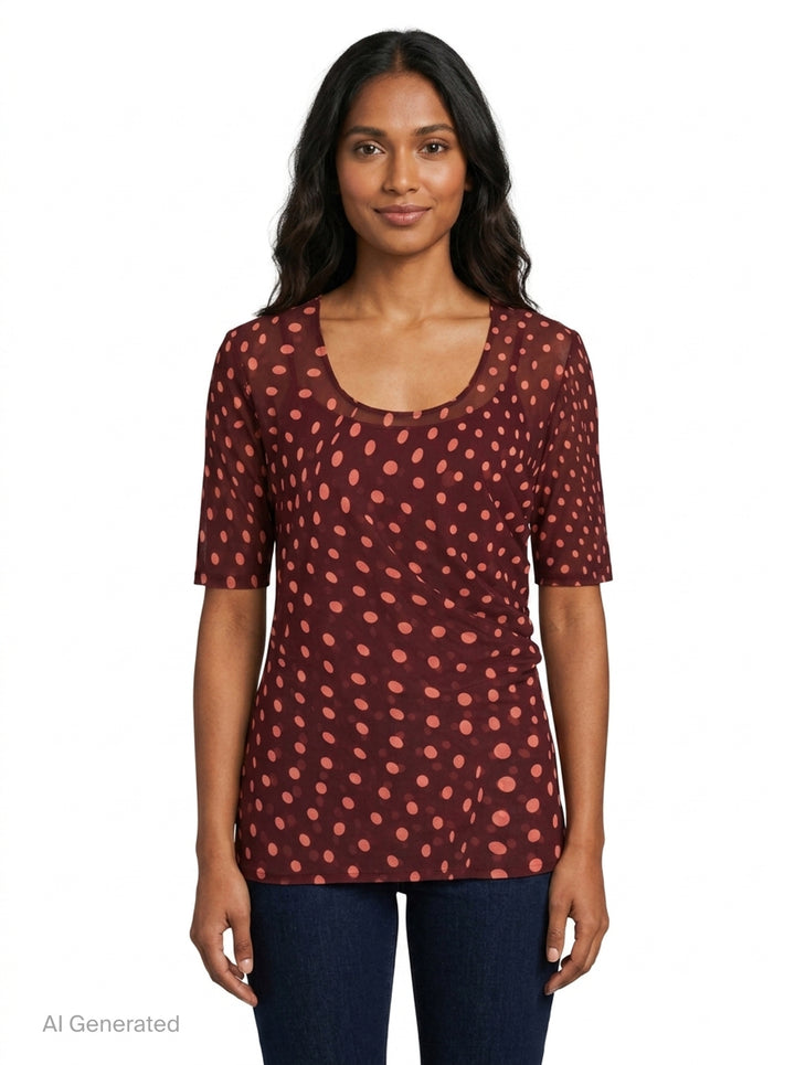 Polka Dot Mesh Scoop Neck Top | Stella McCartney | Club21 - front
