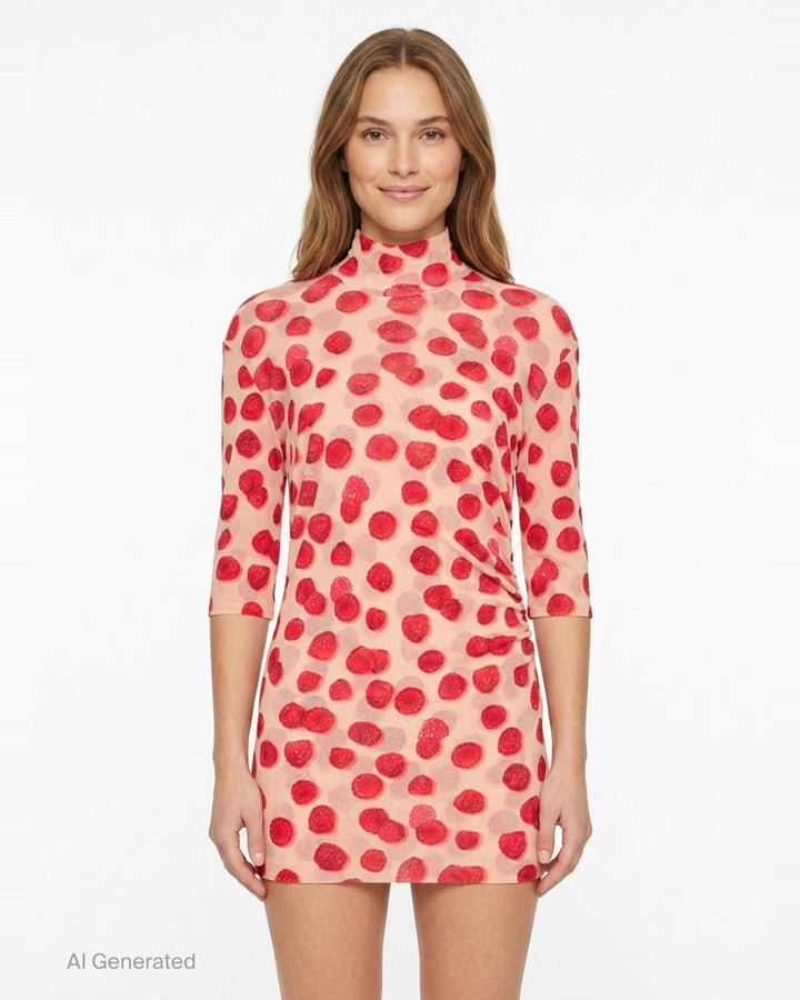 Raspberry Printed Mesh Top | Stella McCartney | Club21 - front