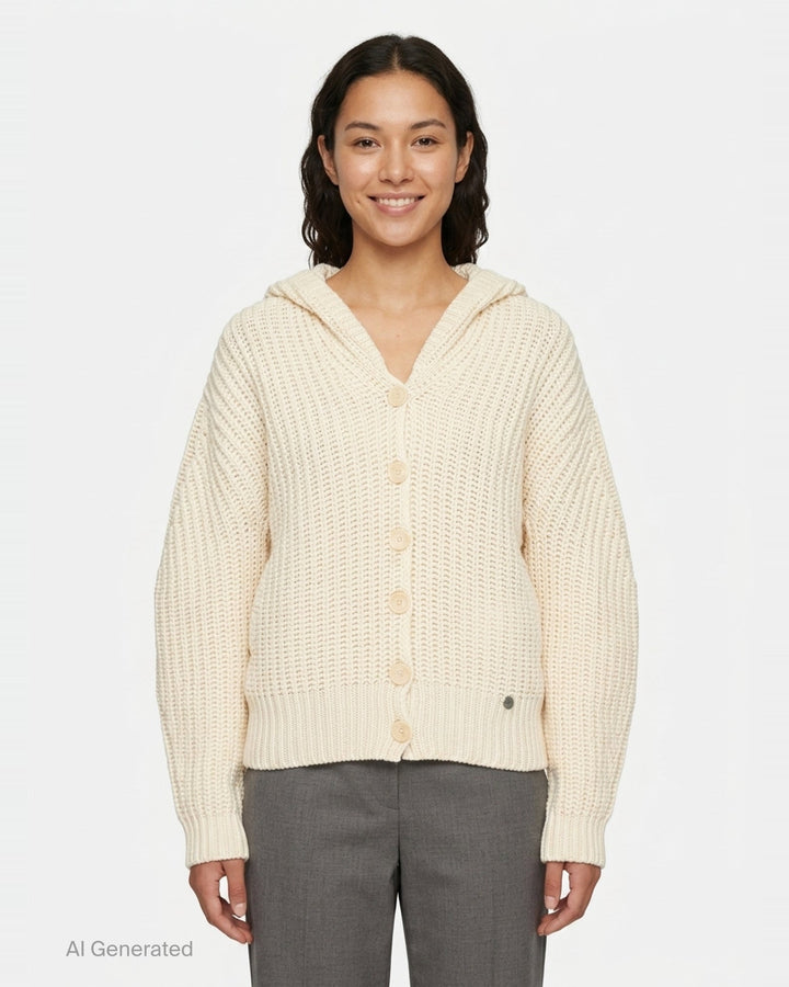 Recycled Cashmere Rib Cardigan | Stella McCartney | Club21 - front