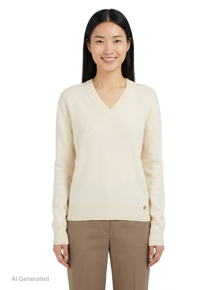 Recycled Cashmere V-Neck Jumper | Stella McCartney | Club21 - front