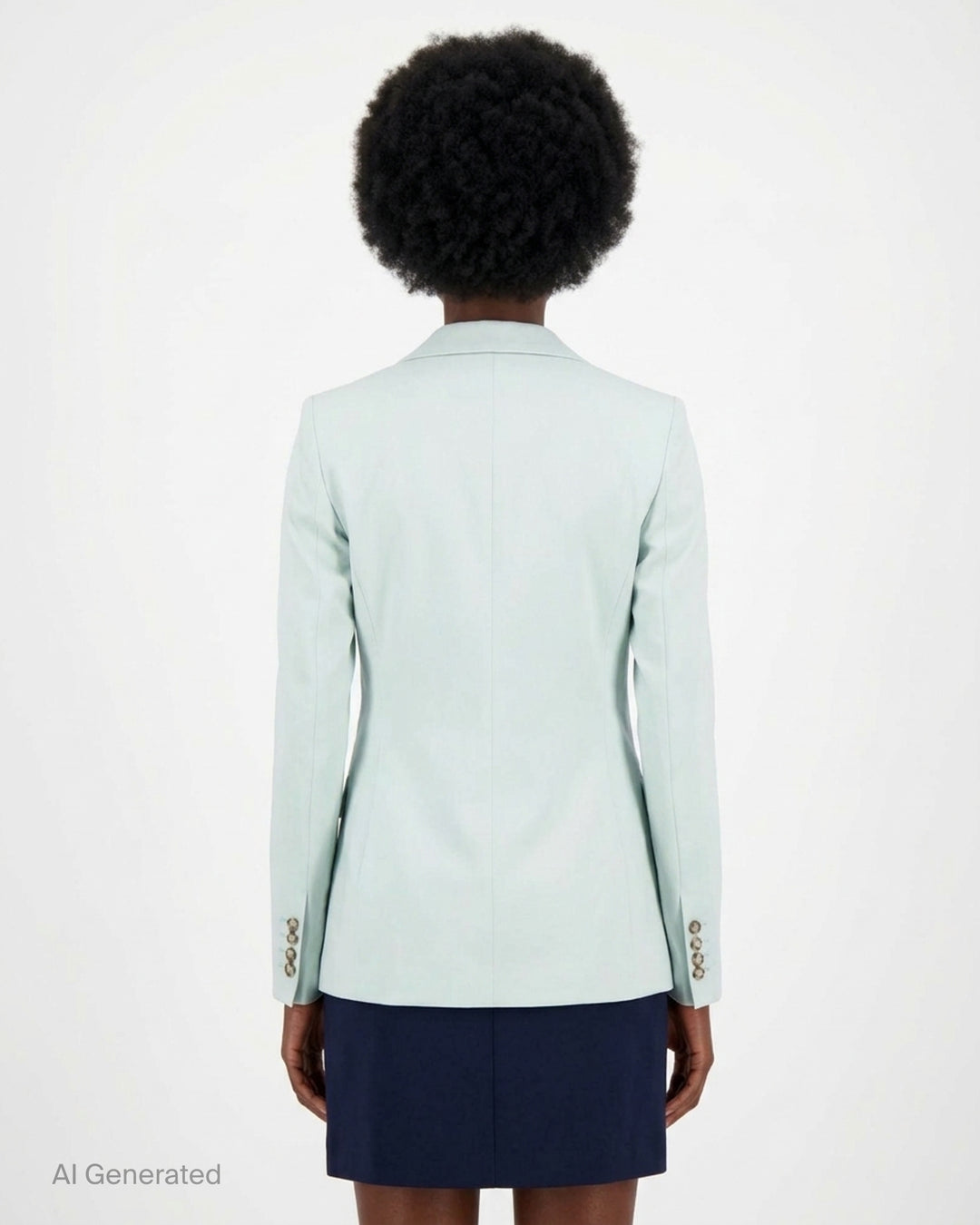 Stella McCartney Slim Flannel Blazer in pale mint with single tortoiseshell button, silver chain collar detail, and hip flap pockets — front view - back