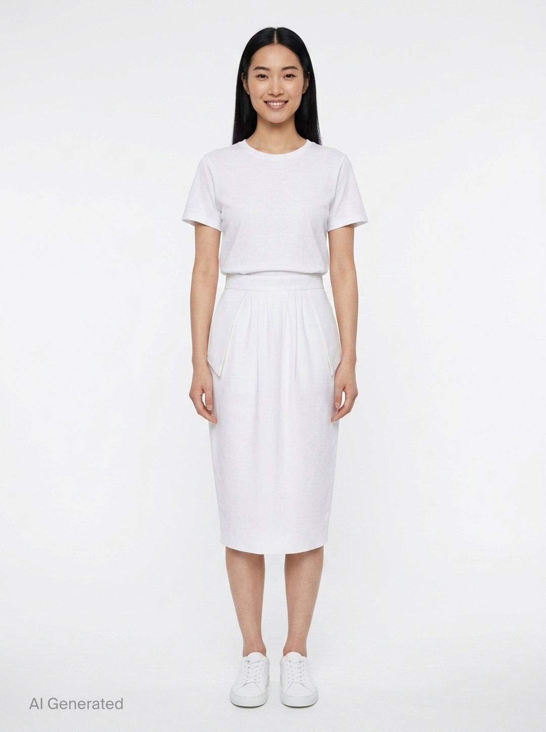 White Pleated Midi Skirt | Stella McCartney | Club21 - front