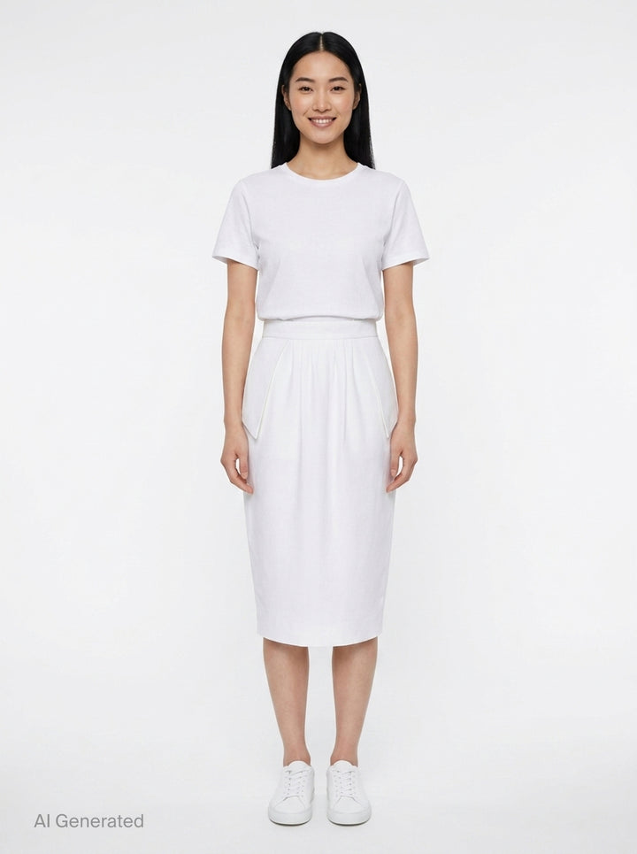 White Pleated Midi Skirt | Stella McCartney | Club21 - front