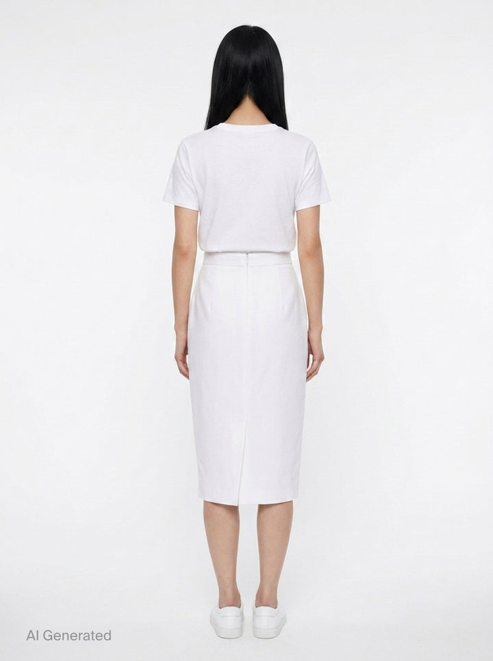 White Pleated Midi Skirt | Stella McCartney | Club21 - back