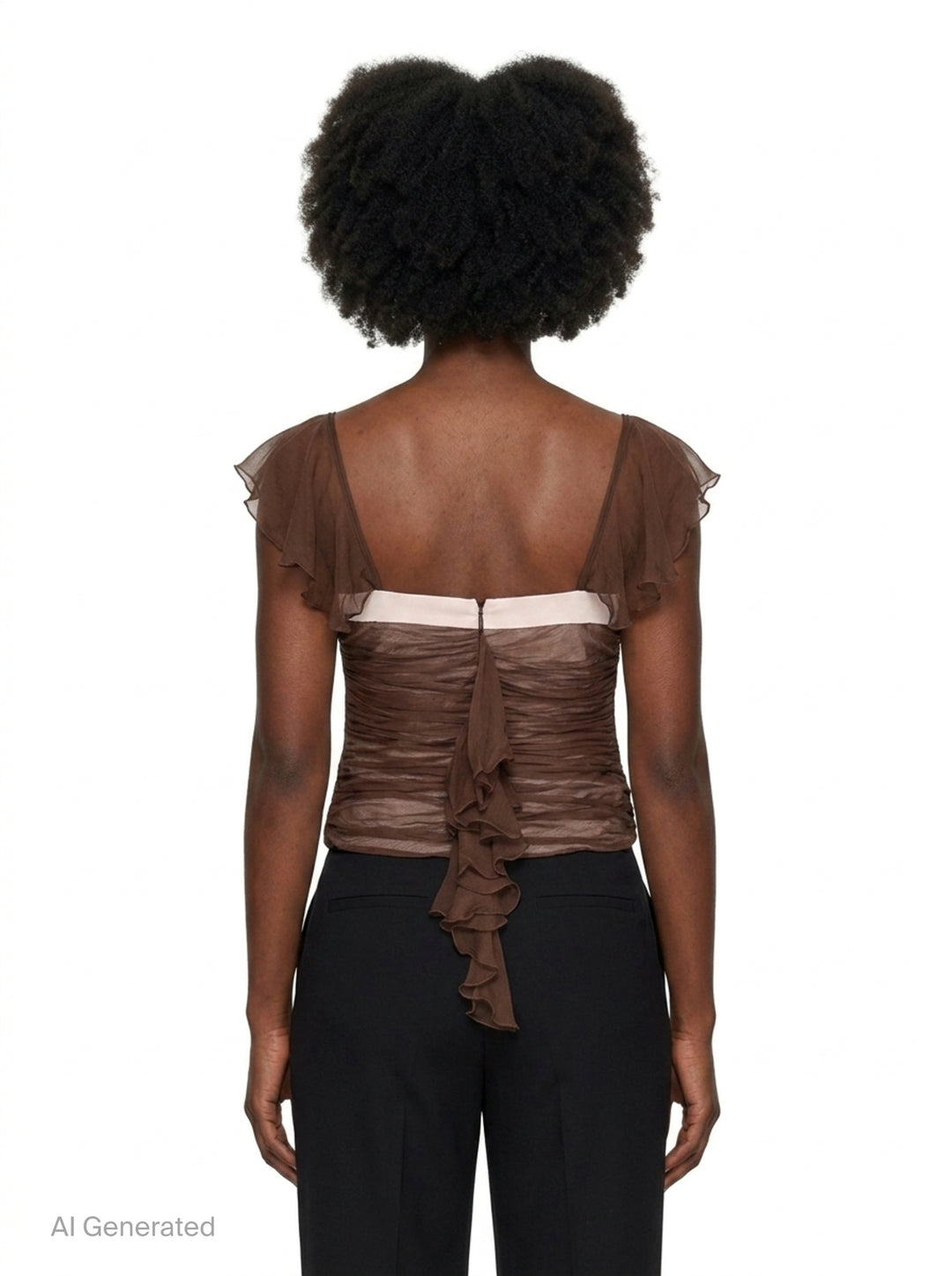 Black Chiffon Ruched Corset Top | Stolen Stores | Club21 - back