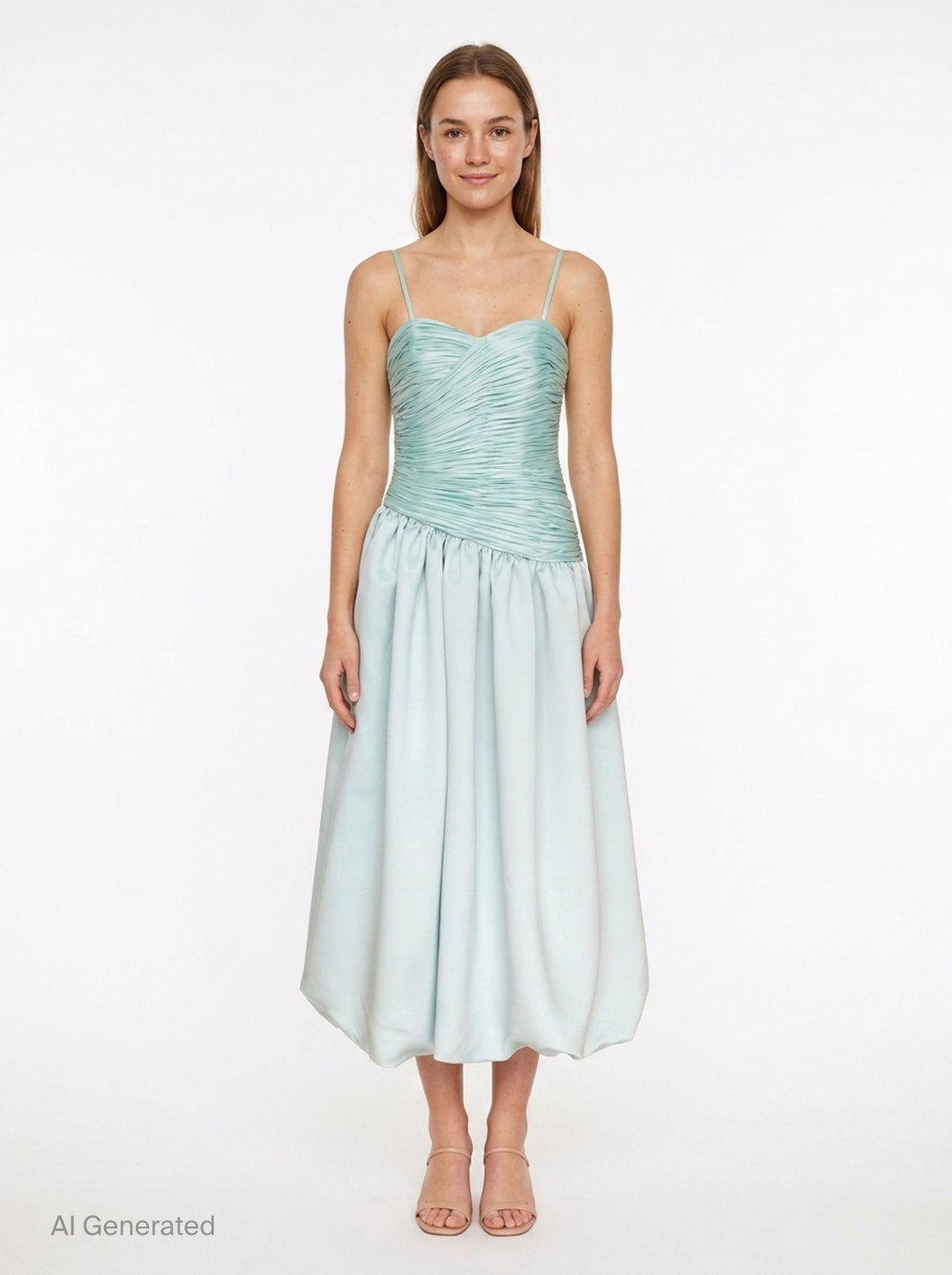 Ruched Bodice Balloon Midi Dress | Stolen Stores | Club21 - front