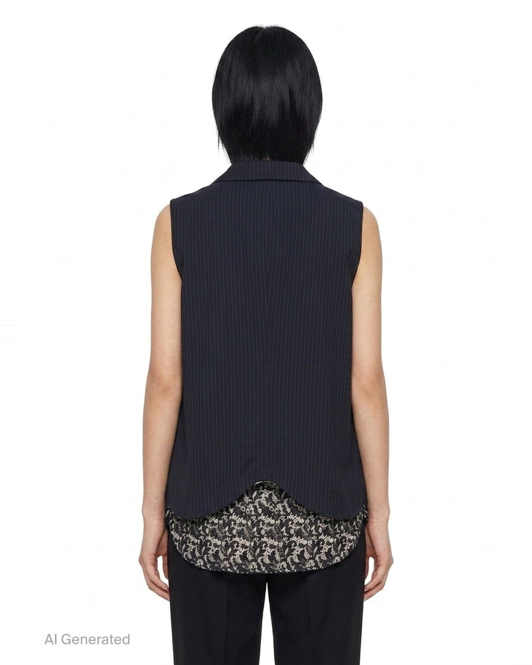 Pinstripe Lace Panel Vest | Tao | Club21 - back