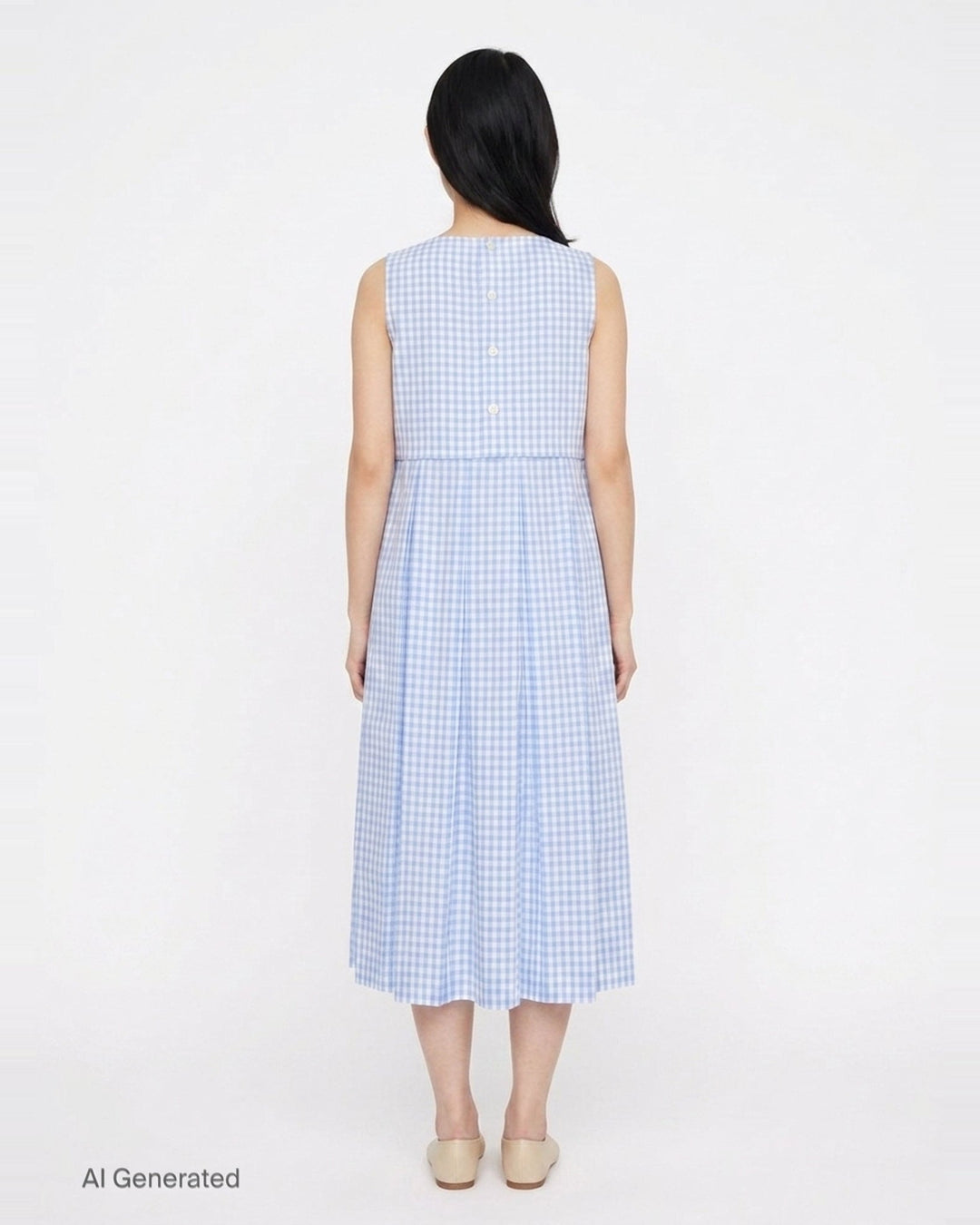 Sleeveless Gingham Midi Dress | Tao | Club21 - back