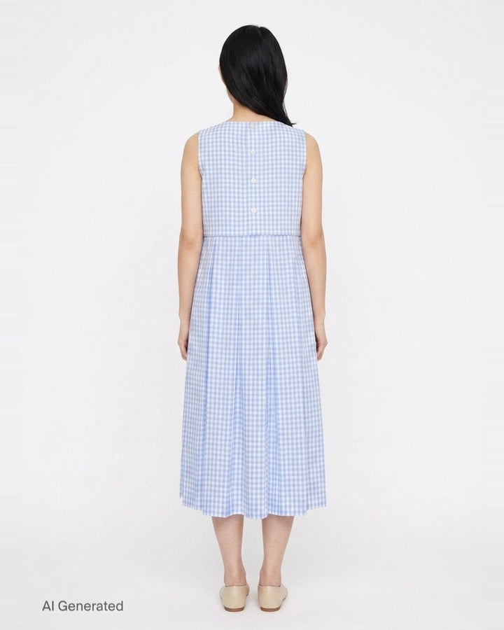 Sleeveless Gingham Midi Dress | Tao | Club21 - back