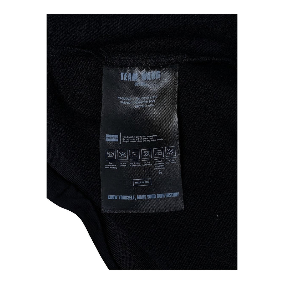 Team Wang Design The Original 1 black crew-neck sweatshirt with raglan sleeves, ribbed trims and a small white logo on the chest - packshot