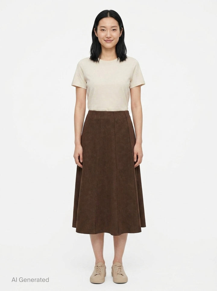 Suede Aura Midi Skirt | The Loom Atelier | Club21 - front