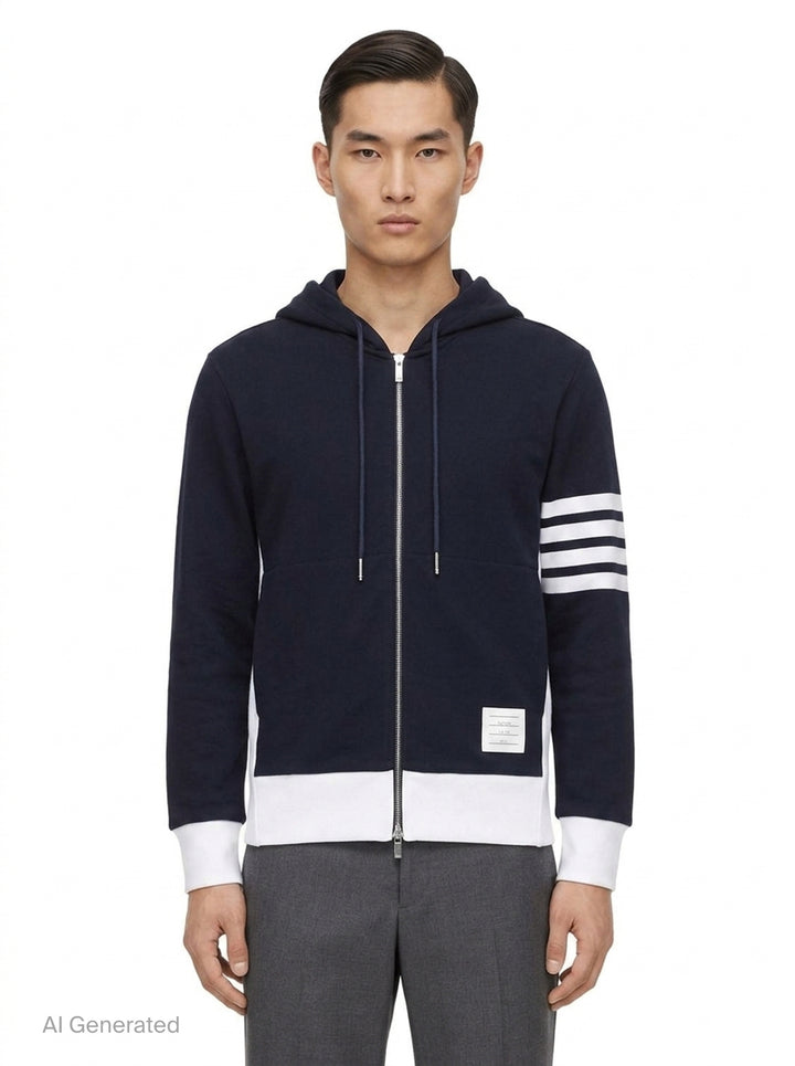 4-Bar Jersey Zip Hoodie | Thom Browne | Club21 - front