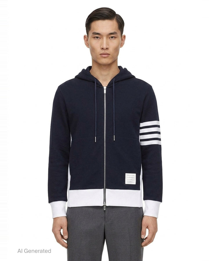 4-Bar Jersey Zip Hoodie | Thom Browne | Club21 - front