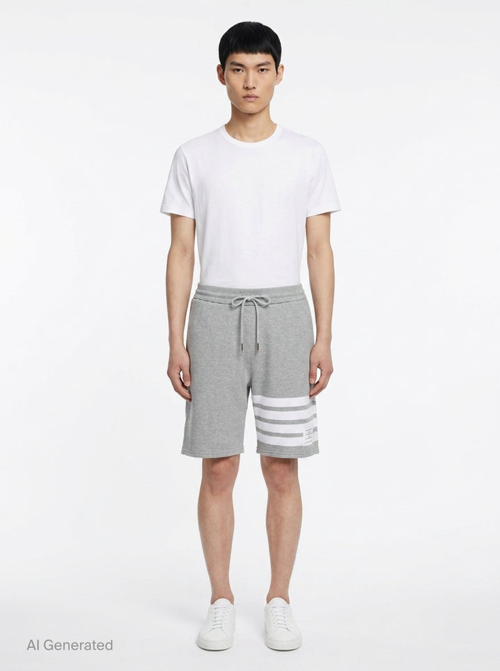 4-Bar Mid Thigh Shorts | Thom Browne | Club21 - front