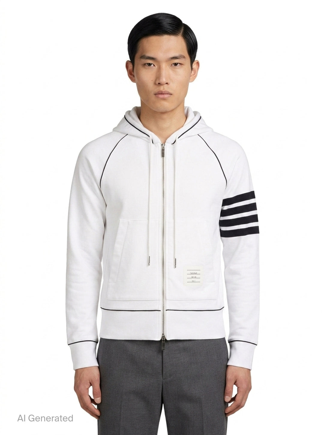 4-Bar Stripe Zip Through Hoodie | Thom Browne | Club21 - front