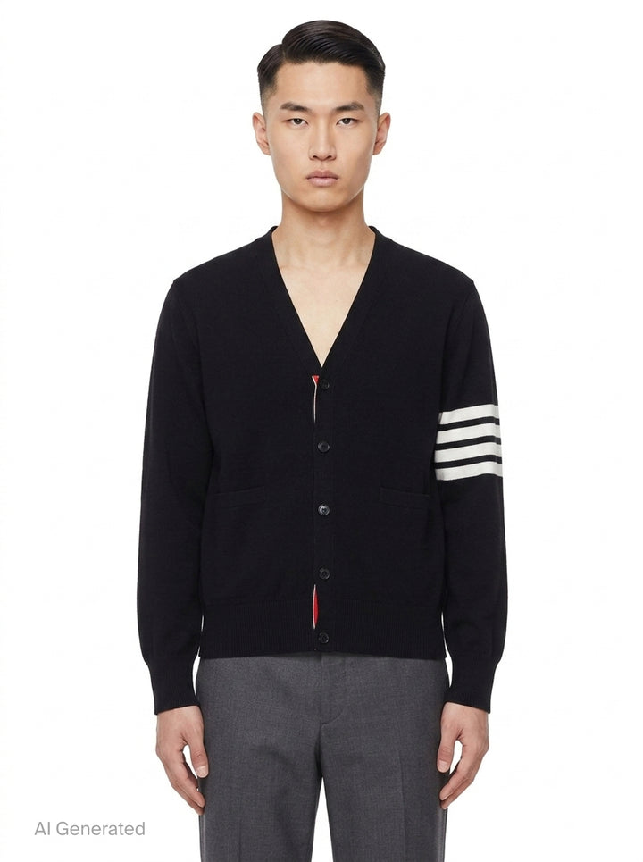 4-Bar V-Neck Cardigan | Thom Browne | Club21 - front