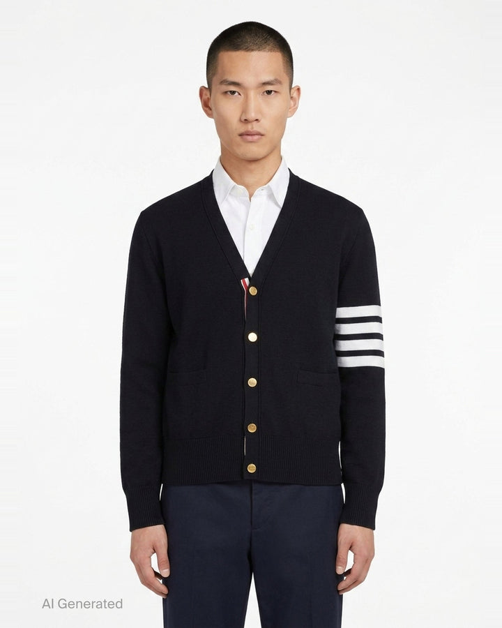 4-Bar V-Neck Cardigan | Thom Browne | Club21 - front