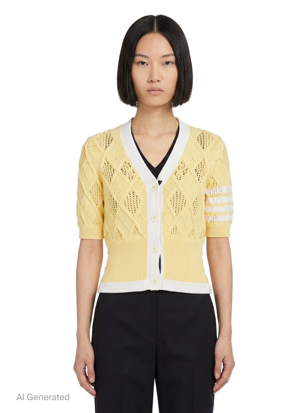 Argyle Pointelle Cable Cardigan | Thom Browne | Club21 - front