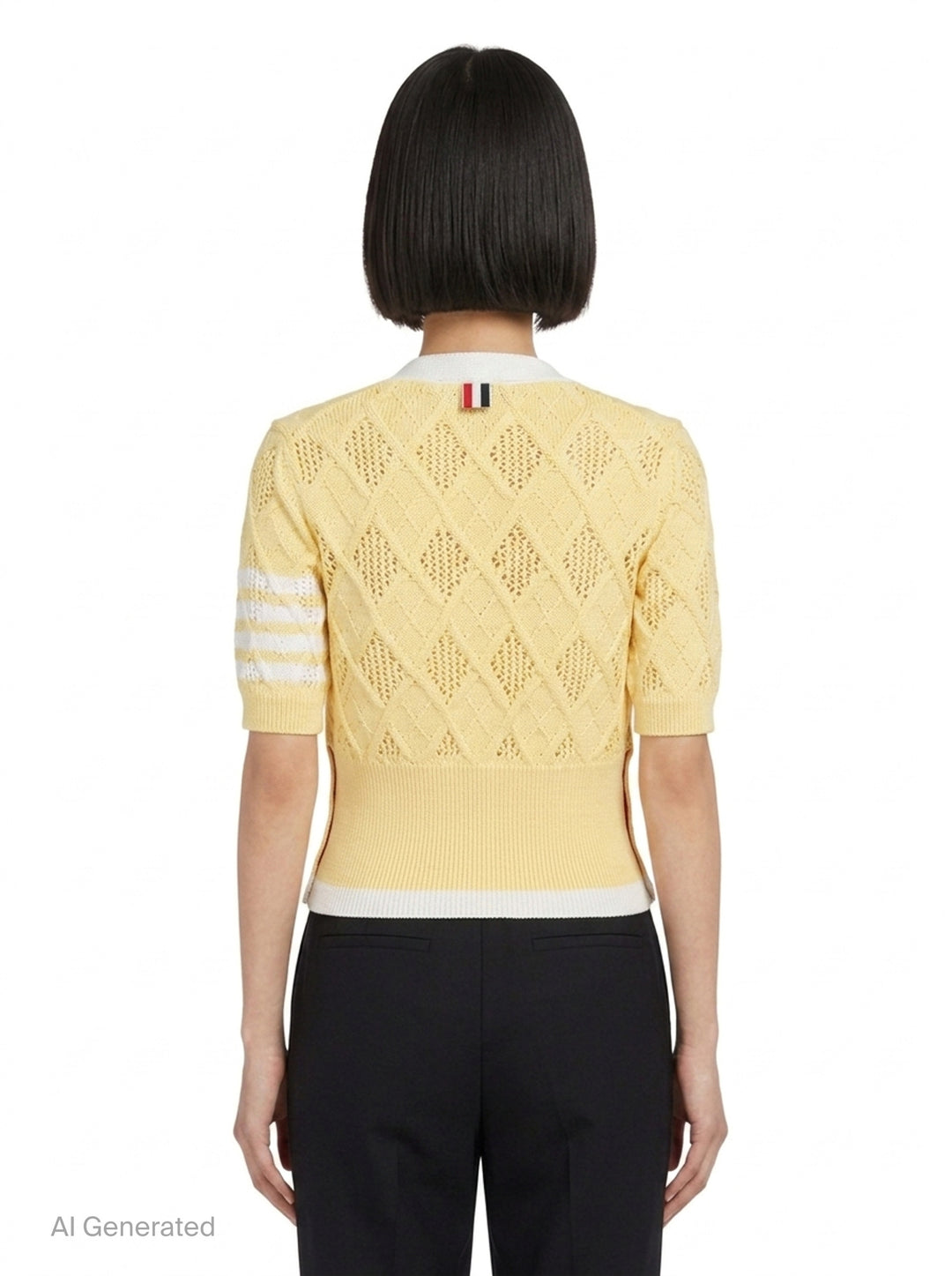 Argyle Pointelle Cable Cardigan | Thom Browne | Club21 - back