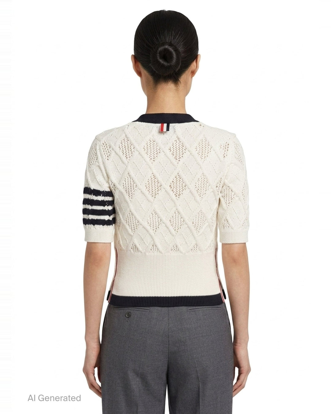 Argyle Pointelle Cable Cardigan | Thom Browne | Club21 - back