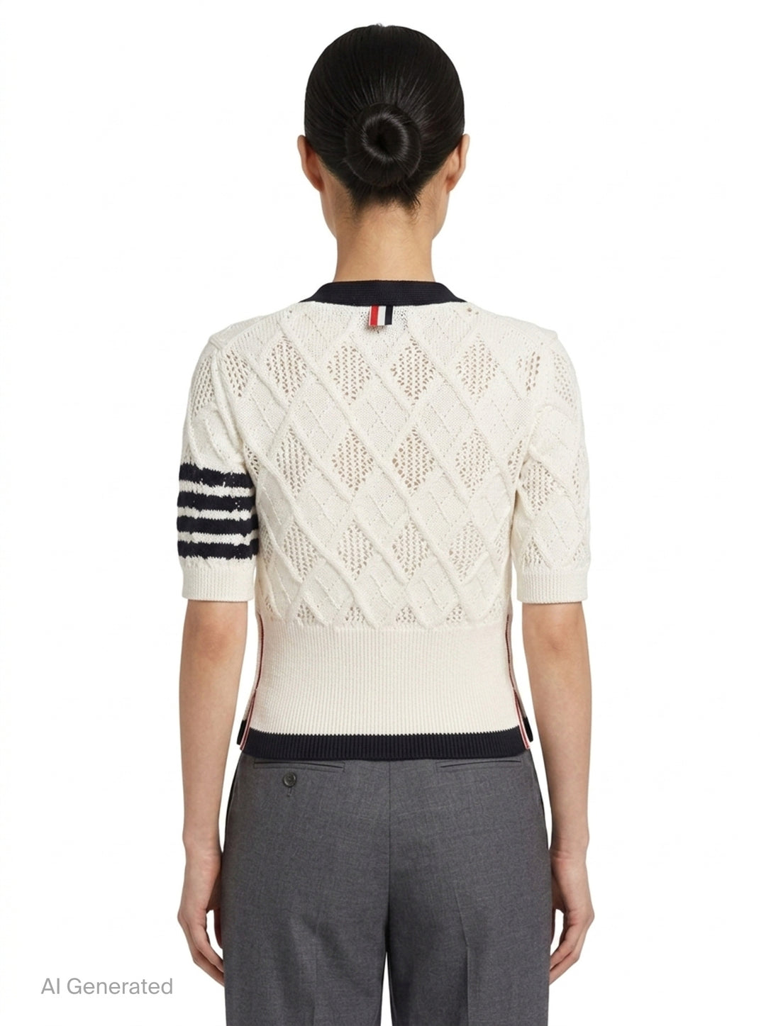 Argyle Pointelle Cable Cardigan | Thom Browne | Club21 - back
