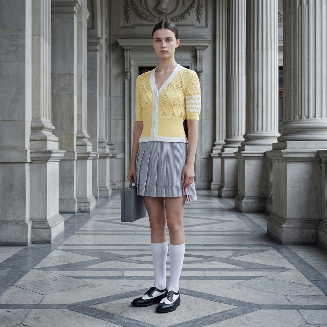 Argyle Pointelle Cable Cardigan | Thom Browne | Club21 - lifestyle