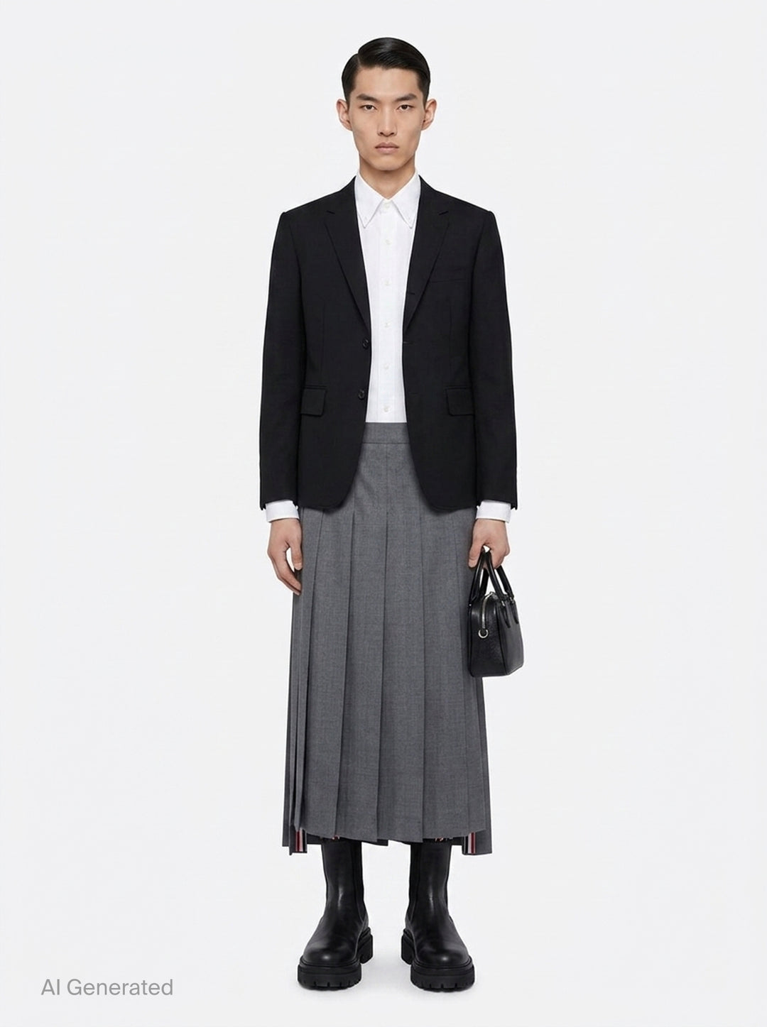 Below Knee Dropped Back Pleated Skirt | Thom Browne | Club21 - front