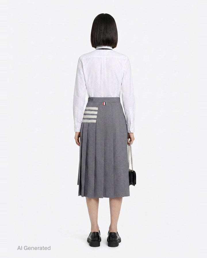 Below Knee Pleated Skirt | Thom Browne | Club21 - back