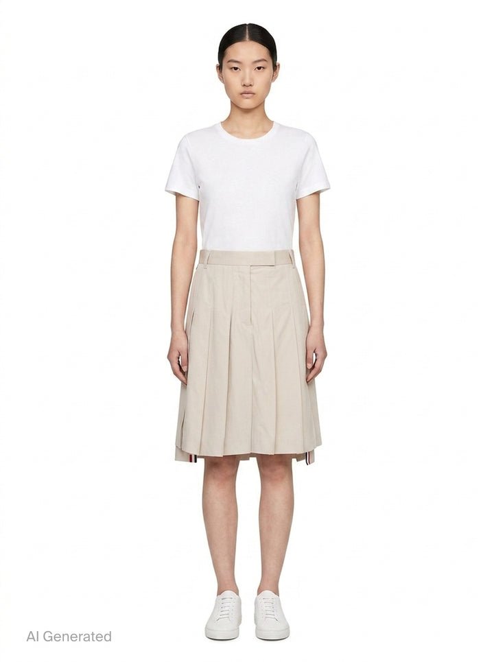 Bermuda Length Pleated Skirt | Thom Browne | Club21 - front