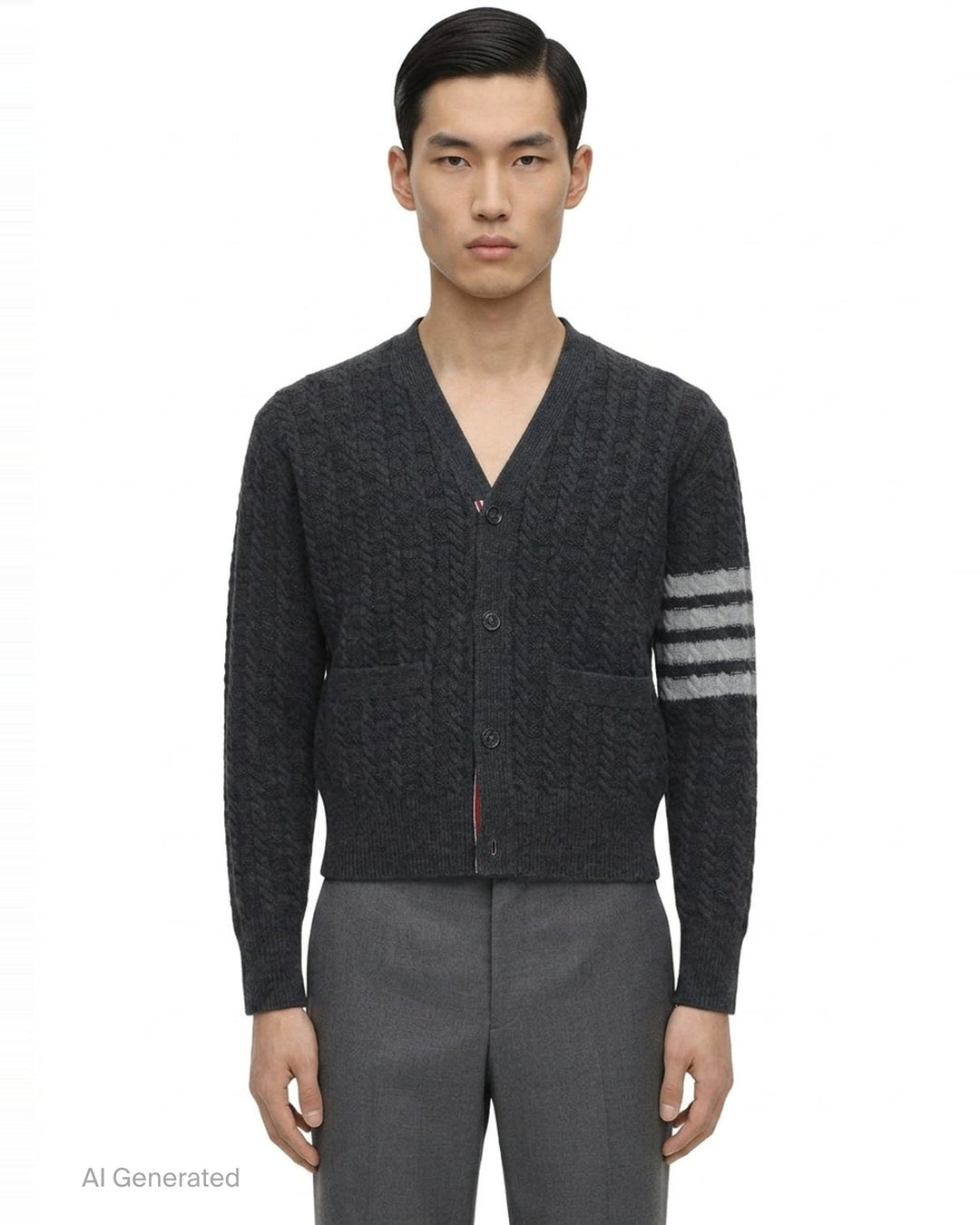 Cable Knit Cropped Cardigan | Thom Browne | Club21 - front
